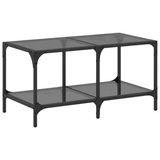 Coffee Table with Black Glass Top 78.5x40x40 cm Steel Coffee Table with Black Glass Top 78.5x40x40 cm Steel