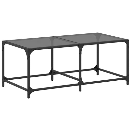 Coffee Table with Black Glass Top 98.5x50x40 cm Steel Coffee Table with Black Glass Top 98.5x50x40 cm Steel