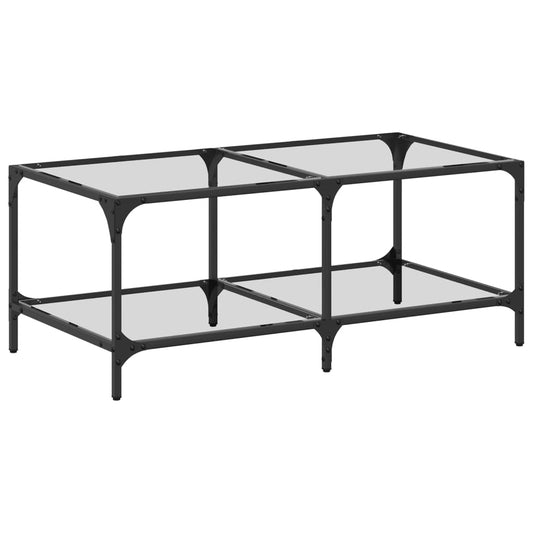 Coffee Table with Transparent Glass Top 98.5x50x40 cm Steel Coffee Table with Transparent Glass Top 98.5x50x40 cm Steel