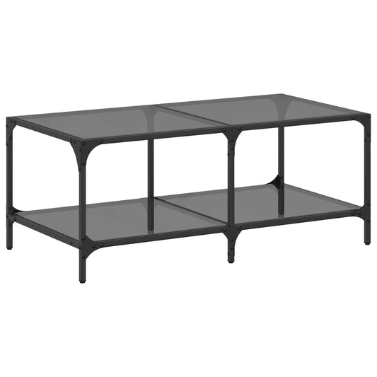 Coffee Table with Black Glass Top 98,5x50x40 cm Steel Coffee Table with Black Glass Top 98,5x50x40 cm Steel