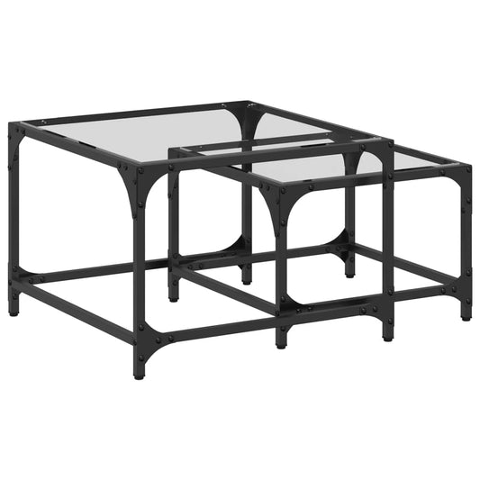 Nesting Coffee Tables 2 pcs with Transparent Glass Top Steel Nesting Coffee Tables 2 pcs with Transparent Glass Top Steel