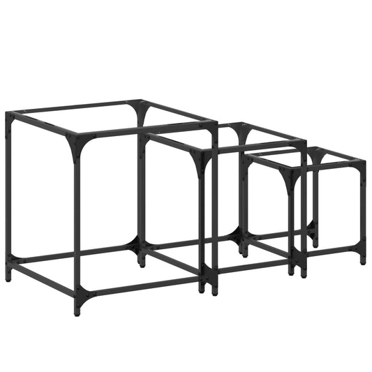 Nesting Coffee Tables 3 pcs with Transparent Glass Top Steel Nesting Coffee Tables 3 pcs with Transparent Glass Top Steel