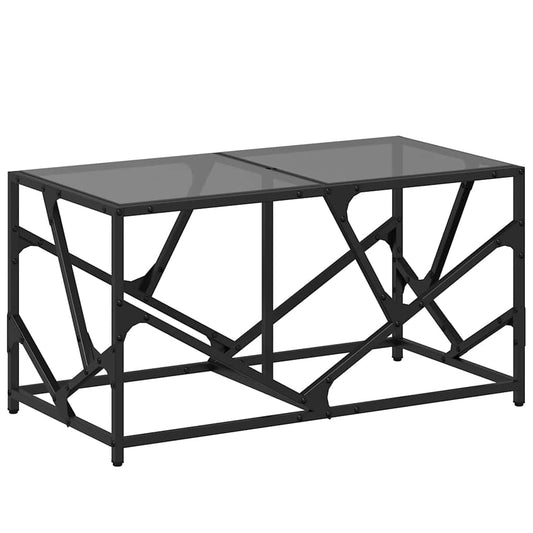 Coffee Table with Black Glass Top 78.5x40x41 cm Steel Coffee Table with Black Glass Top 78.5x40x41 cm Steel