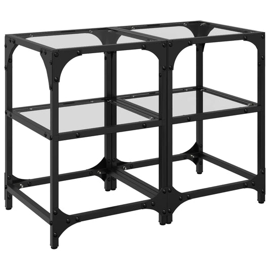 Coffee Tables with Transparent Glass Top 2 pcs 30x30x45 cm Steel Coffee Tables with Transparent Glass Top 2 pcs 30x30x45 cm Steel