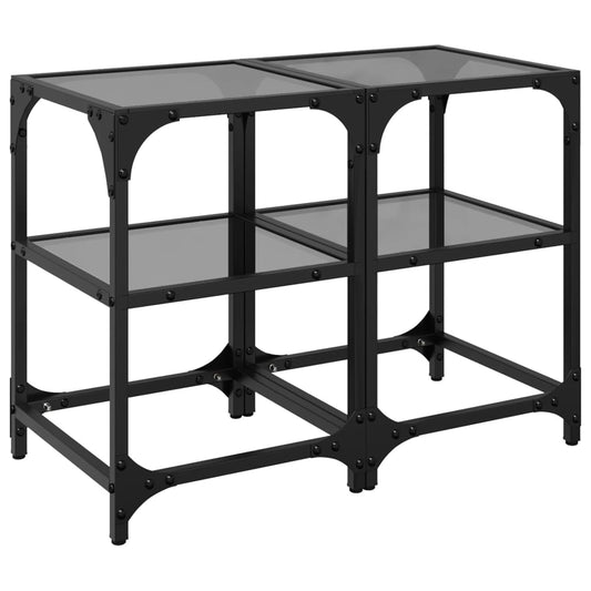 Coffee Tables with Black Glass Top 2 pcs 30x30x45 cm Steel Coffee Tables with Black Glass Top 2 pcs 30x30x45 cm Steel