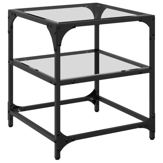 Coffee Table with Transparent Glass Top 40x40x45 cm Steel Coffee Table with Transparent Glass Top 40x40x45 cm Steel