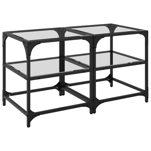 Coffee Tables with Transparent Glass Top 2 pcs 40x40x45 cm Steel Coffee Tables with Transparent Glass Top 2 pcs 40x40x45 cm Steel