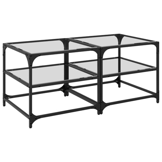 Coffee Tables with Transparent Glass Top 2 pcs 50x50x45 cm Steel Coffee Tables with Transparent Glass Top 2 pcs 50x50x45 cm Steel