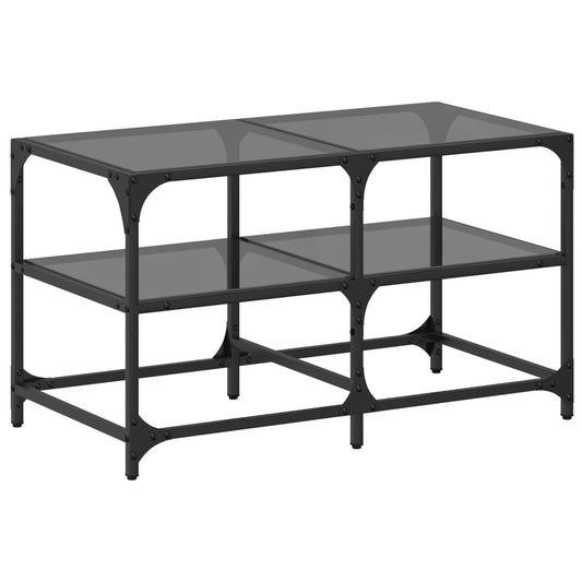 Coffee Table with Black Glass Top 78.5x40x45 cm Steel Coffee Table with Black Glass Top 78.5x40x45 cm Steel