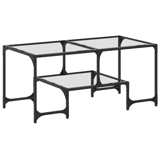 Coffee Table with Transparent Glass Top 98.5x50x45 cm Steel Coffee Table with Transparent Glass Top 98.5x50x45 cm Steel