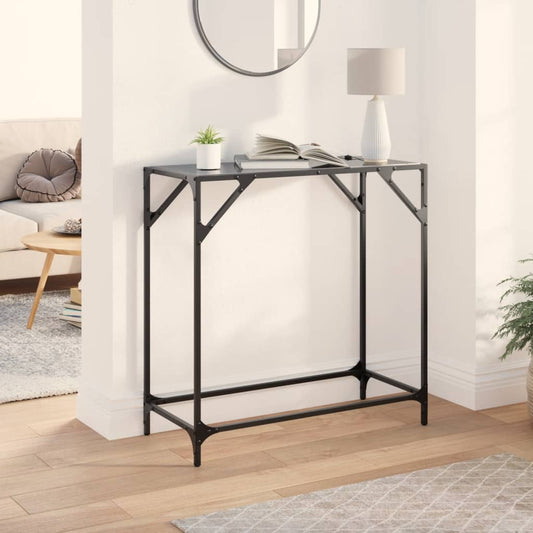 Console Table with Black Glass Top 80x35x81 cm Steel Console Table with Black Glass Top 80x35x81 cm Steel