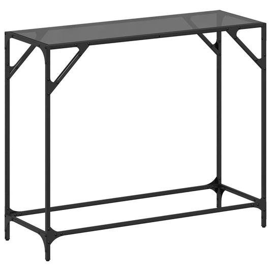 Console Table with Black Glass Top 98x35x81 cm Steel Console Table with Black Glass Top 98x35x81 cm Steel