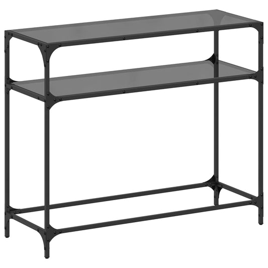 Console Table with Black Glass Top98x35x81 cm Steel Console Table with Black Glass Top98x35x81 cm Steel