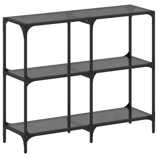 Console Table with Black Glass Top 98x30x81 cm Steel Console Table with Black Glass Top 98x30x81 cm Steel