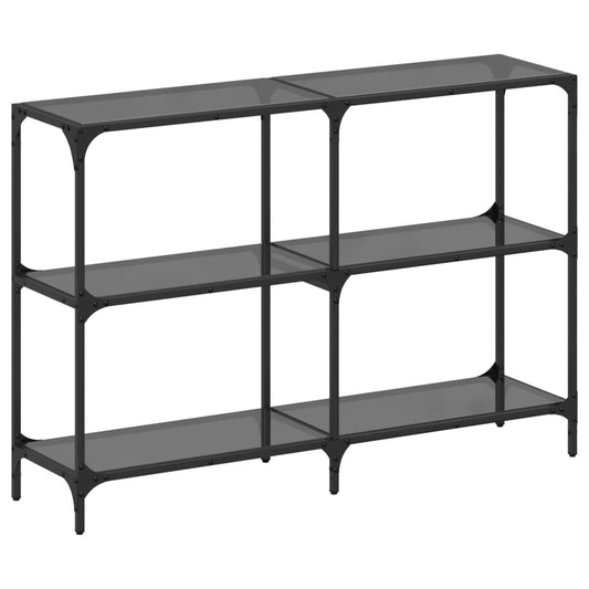 Console Table with Black Glass Top 118.5x30x81 cm Steel Console Table with Black Glass Top 118.5x30x81 cm Steel