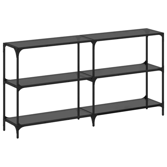 Console Table with Black Glass Top 158.5x30x81 cm Steel Console Table with Black Glass Top 158.5x30x81 cm Steel
