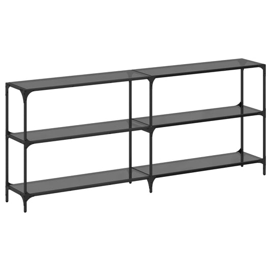 Console Table with Black Glass Top 194.5x30x81 cm Steel Console Table with Black Glass Top 194.5x30x81 cm Steel