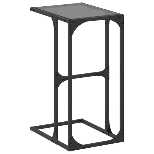 Side Table with Black Glass 40x30x61.5 cm Steel Side Table with Black Glass 40x30x61.5 cm Steel