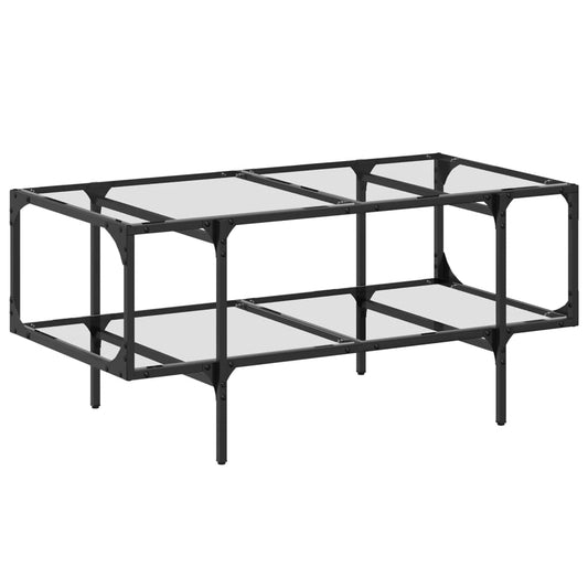 Coffee Table with Transparent Glass Top 98.5x50x45 cm Steel Coffee Table with Transparent Glass Top 98.5x50x45 cm Steel