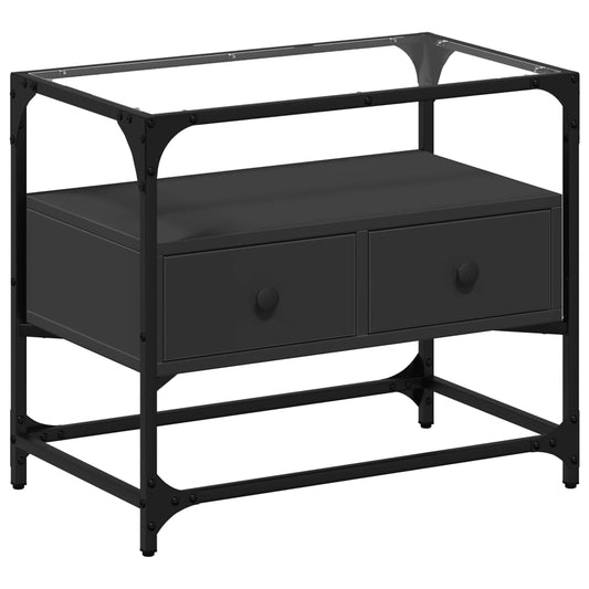 TV Cabinet with Glass Top Black 60x35x51 cm Engineered Wood TV Cabinet with Glass Top Black 60x35x51 cm Engineered Wood