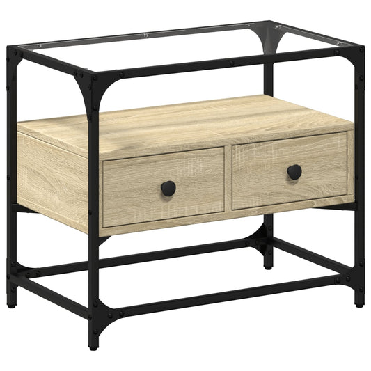 TV Cabinet with Glass Top Sonoma Oak 60x35x51 cm Engineered Wood TV Cabinet with Glass Top Sonoma Oak 60x35x51 cm Engineered Wood
