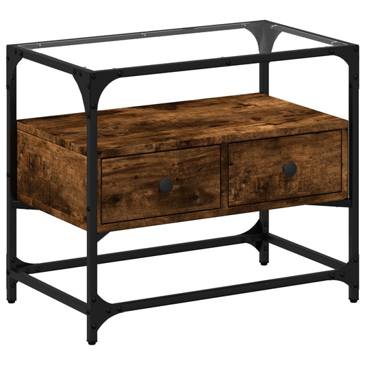 TV Cabinet with Glass Top Smoked Oak 60x35x51 cm Engineered Wood TV Cabinet with Glass Top Smoked Oak 60x35x51 cm Engineered Wood