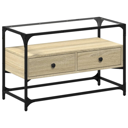 TV Cabinet with Glass Top Sonoma Oak 80x35x51 cm Engineered Wood TV Cabinet with Glass Top Sonoma Oak 80x35x51 cm Engineered Wood