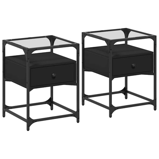 Bedside Cabinets 2 pcs Black 40x40x55 cm Engineered Wood Bedside Cabinets 2 pcs Black 40x40x55 cm Engineered Wood