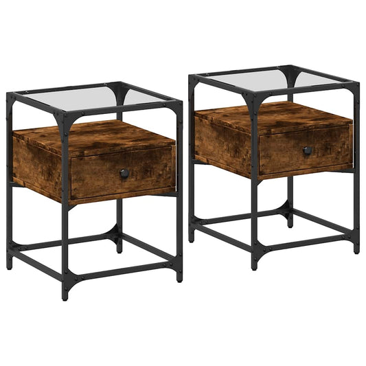 Bedside Cabinets 2 pcs Smoked Oak 40x40x55 cm Engineered Wood Bedside Cabinets 2 pcs Smoked Oak 40x40x55 cm Engineered Wood