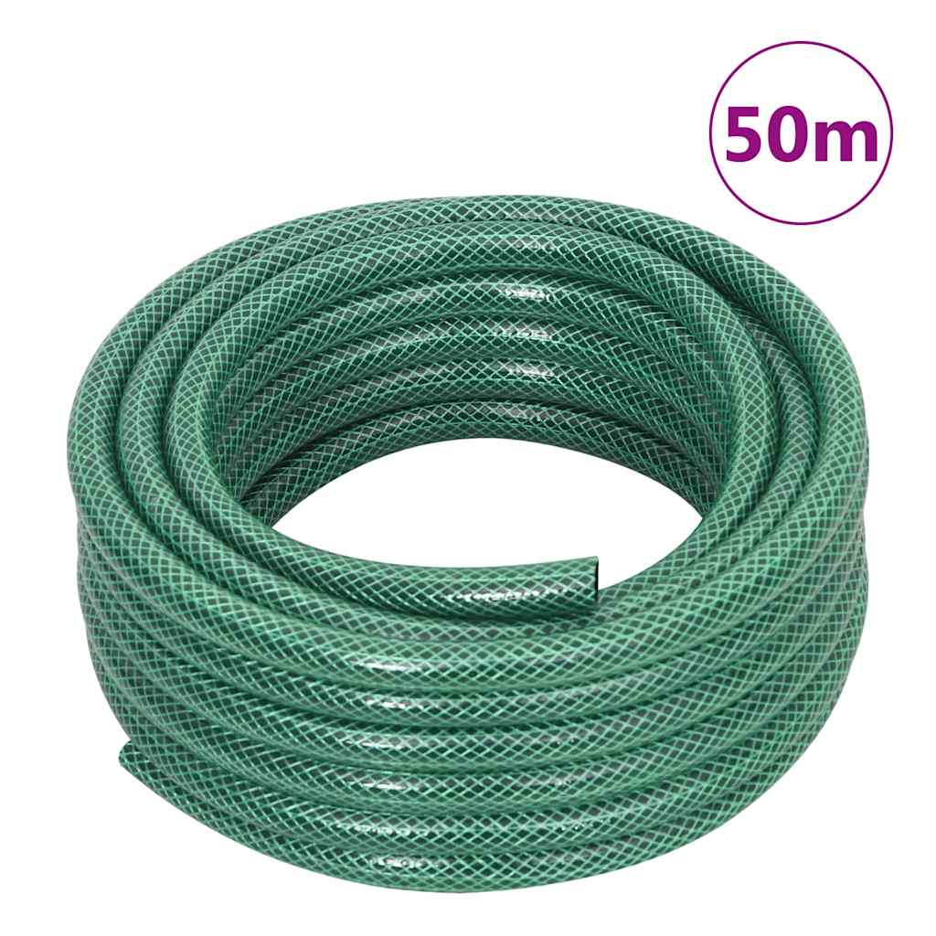 Free Standing Green Hose Reel with Hose Fitting Set 0.5" 50 m PVC