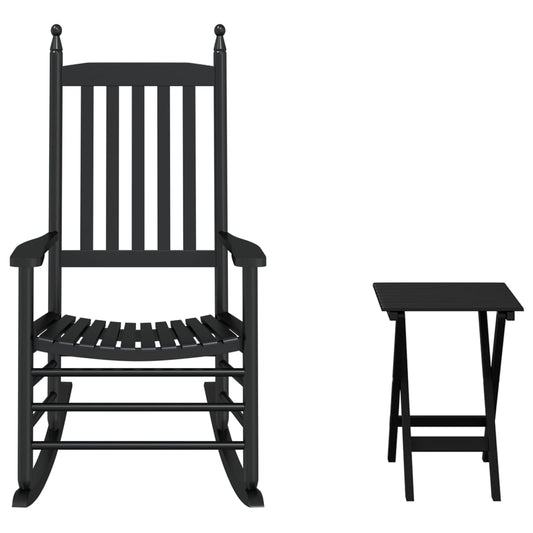 Rocking Chair with Foldable Table Black Solid Wood Poplar Rocking Chair with Foldable Table Black Solid Wood Poplar