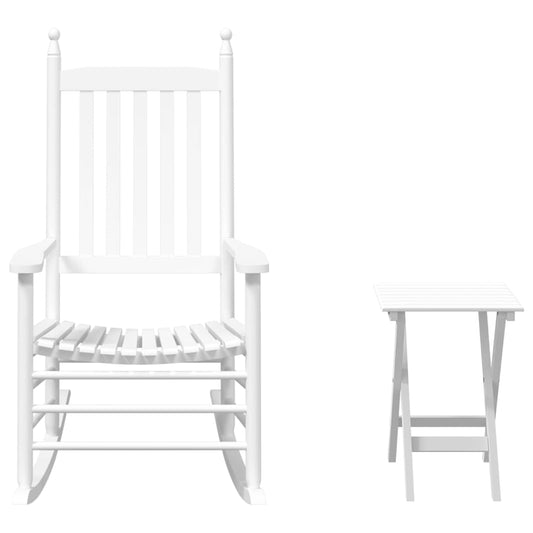 Rocking Chair with Foldable Table White Solid Wood Poplar Rocking Chair with Foldable Table White Solid Wood Poplar