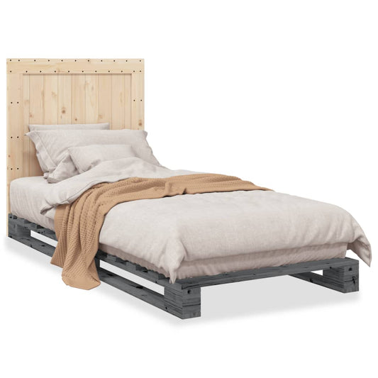 Bed Frame without Mattress Grey 90x200 cm Solid Wood Pine Bed Frame without Mattress Grey 90x200 cm Solid Wood Pine