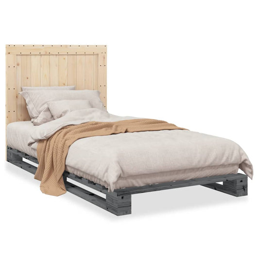 Bed Frame without Mattress Grey 100x200 cm Solid Wood Pine Bed Frame without Mattress Grey 100x200 cm Solid Wood Pine