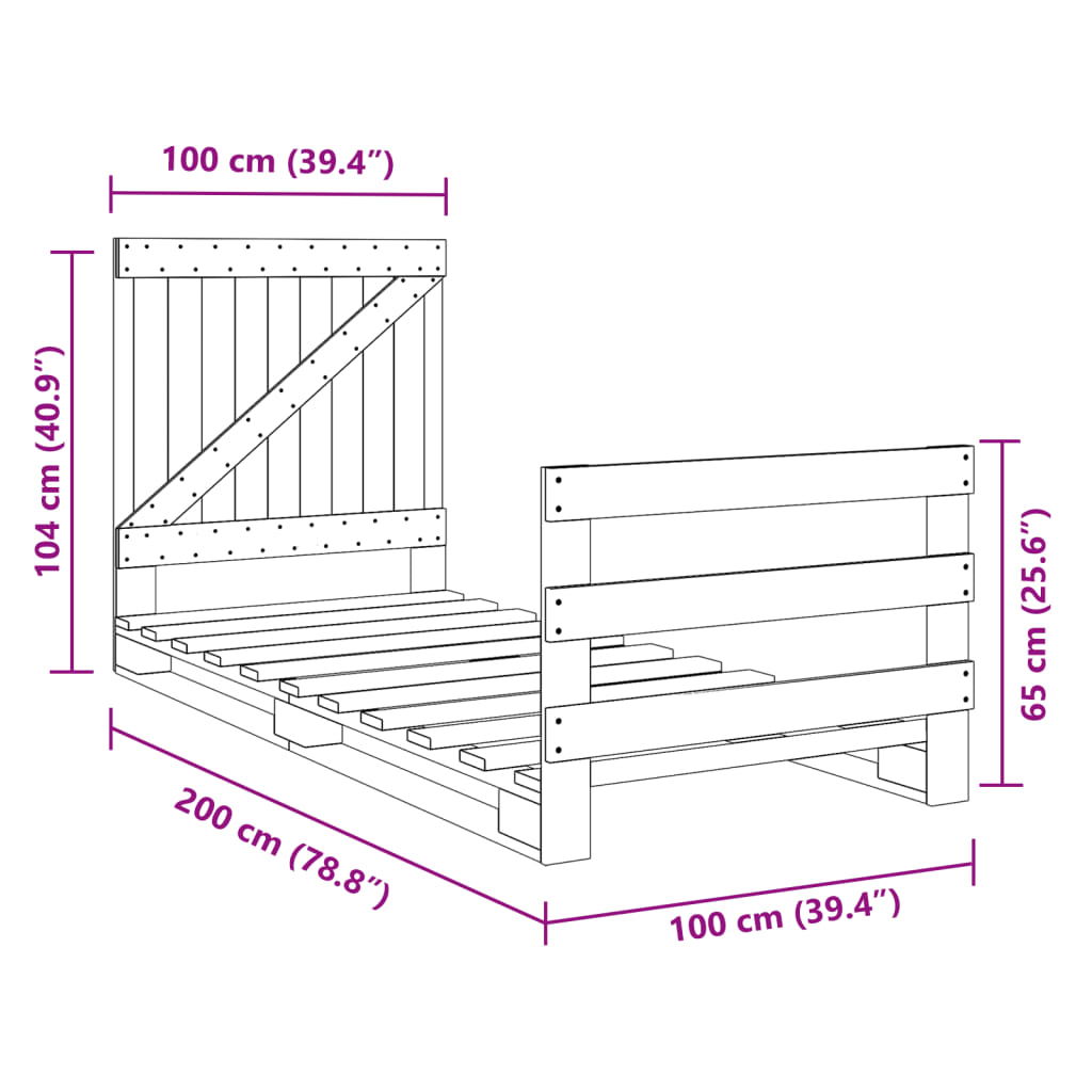 Bed Frame | Pine | Solid pine wood | Single | Durable | Bed Frame