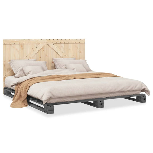 Bed Frame without Mattress Grey 200x200 cm Solid Wood Pine Bed Frame without Mattress Grey 200x200 cm Solid Wood Pine