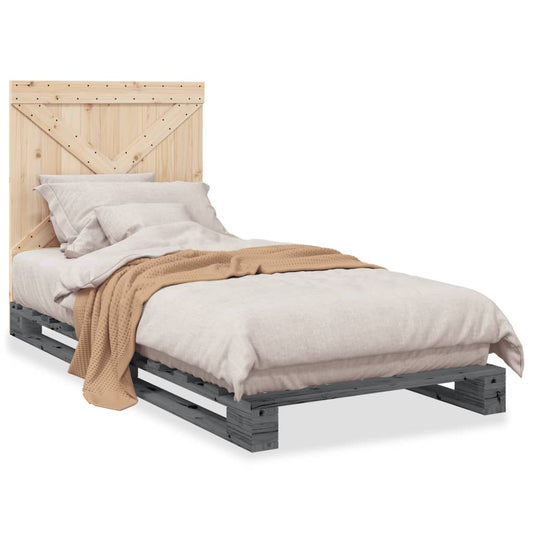 Bed Frame without Mattress Grey 90x200 cm Solid Wood Pine Bed Frame without Mattress Grey 90x200 cm Solid Wood Pine