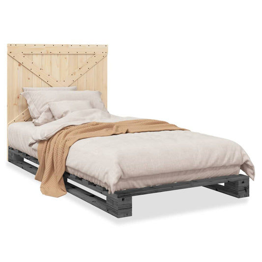 Bed Frame without Mattress Grey 100x200 cm Solid Wood Pine Bed Frame without Mattress Grey 100x200 cm Solid Wood Pine