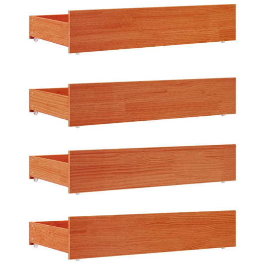Bed Drawers 4 pcs Wax Brown Solid Wood Pine Bed Drawers 4 pcs Wax Brown Solid Wood Pine