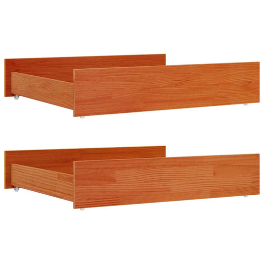 Bed Drawers 2 pcs Wax Brown Solid Wood Pine Bed Drawers 2 pcs Wax Brown Solid Wood Pine