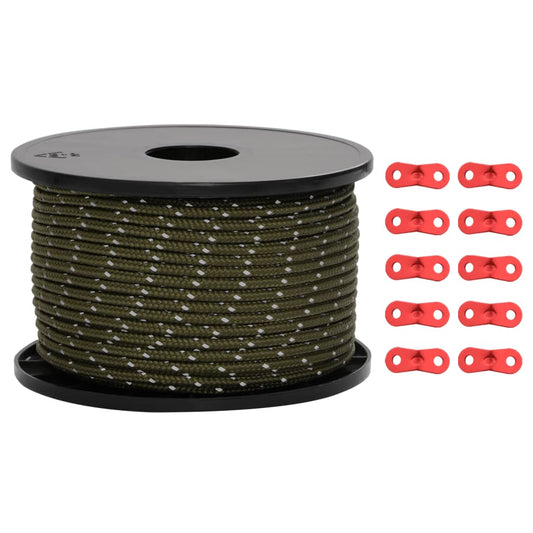Tent Guy Rope with Reflective Strips and Spanners 50 m 5 mm Tent Guy Rope with Reflective Strips and Spanners 50 m 5 mm