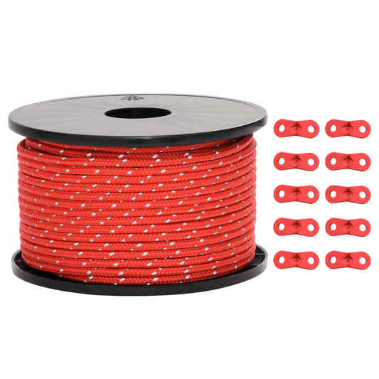Tent Guy Rope with Reflective Strips and Spanners 50 m 5 mm Tent Guy Rope with Reflective Strips and Spanners 50 m 5 mm