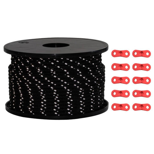 Tent Guy Rope with Reflective Strips and Spanners 50 m 5 mm Tent Guy Rope with Reflective Strips and Spanners 50 m 5 mm