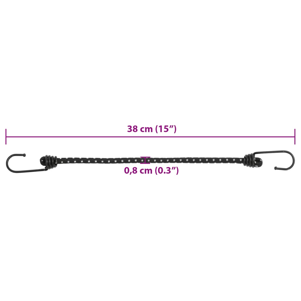 Bungee Cords with Reflective Strips and Hooks 10 pcs 38 cm