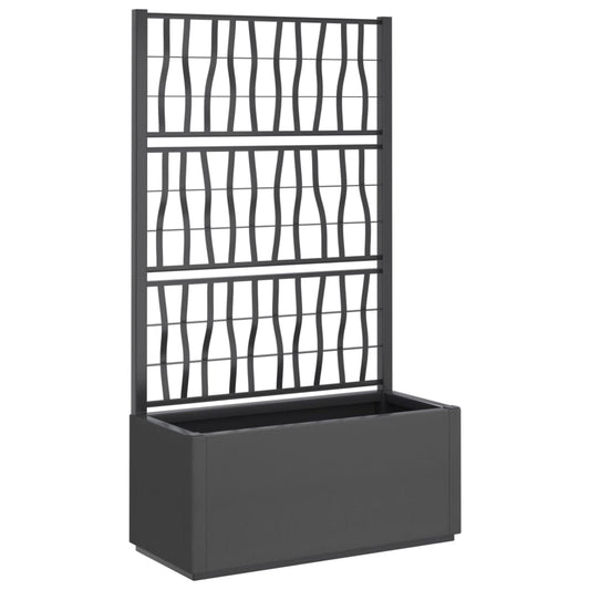Garden Planter with Trellis Dark Grey 80x36x140 cm PP Garden Planter with Trellis Dark Grey 80x36x140 cm PP