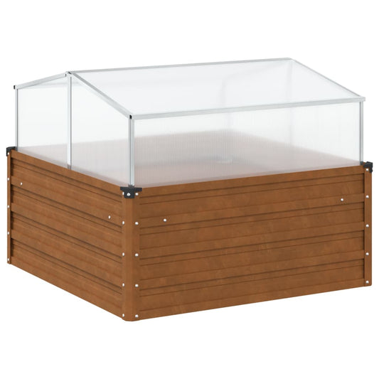 Garden Planter with Green House Weathering Steel Garden Planter with Green House Weathering Steel