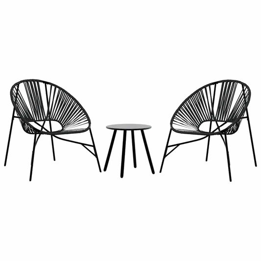 Garden Chair Set 3 pcs Black Poly Rattan Garden Chair Set 3 pcs Black Poly Rattan