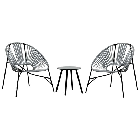 Garden Chair Set 3 pcs Black and Light Grey Poly Rattan Garden Chair Set 3 pcs Black and Light Grey Poly Rattan