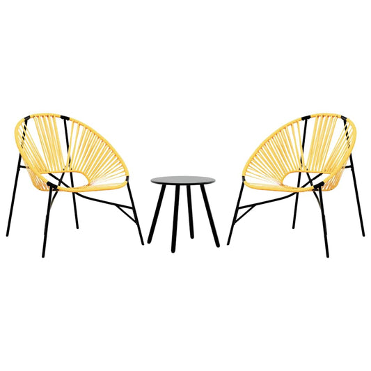 Garden Chair Set 3 pcs Black and Yellow Poly Rattan Garden Chair Set 3 pcs Black and Yellow Poly Rattan