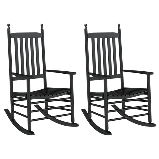 Rocking Chairs with Curved Seats 2 pcs Black Solid Wood Poplar Rocking Chairs with Curved Seats 2 pcs Black Solid Wood Poplar